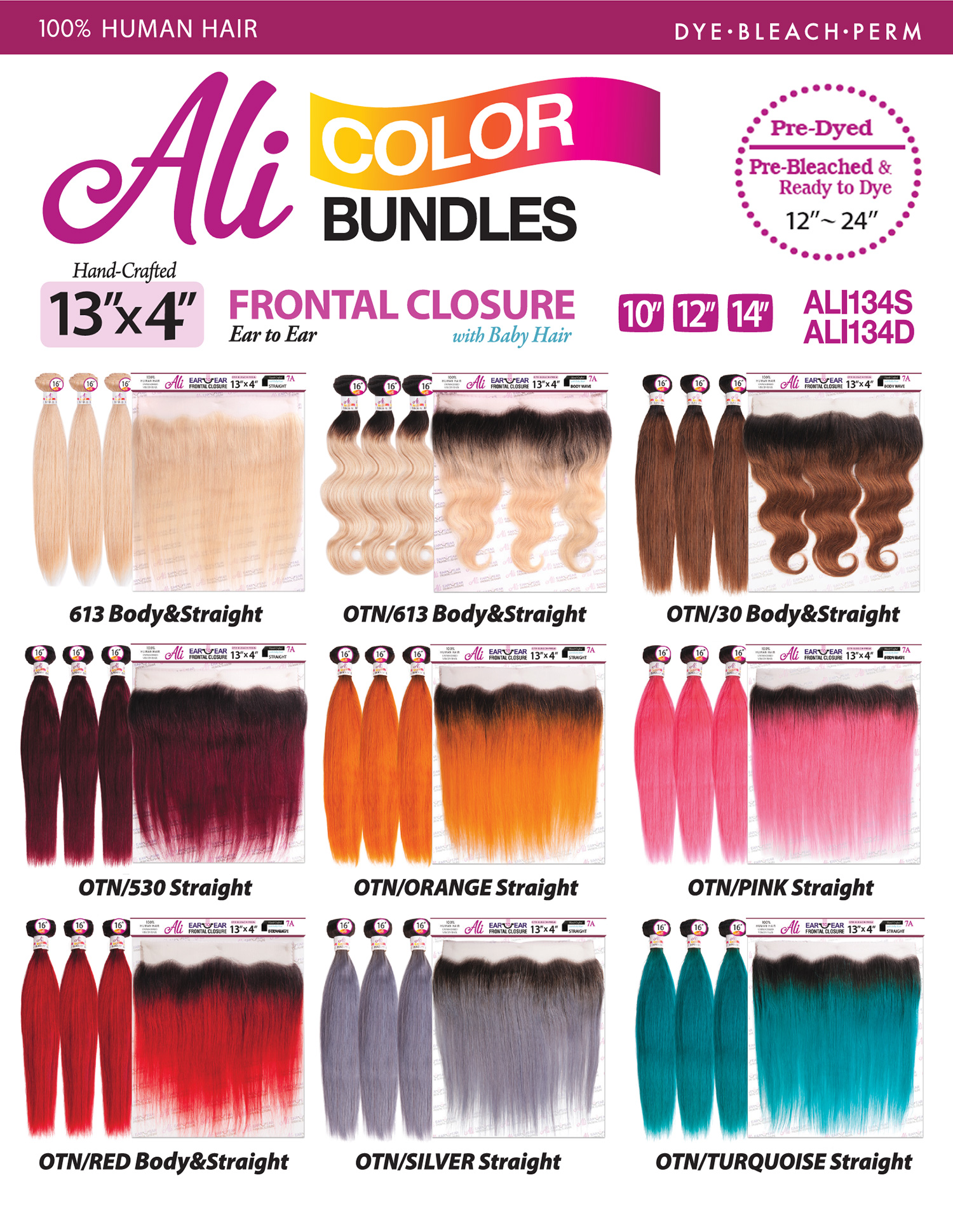 Ali Bundles Unprocessed Brazilian Virgin Human Hair Weave Color